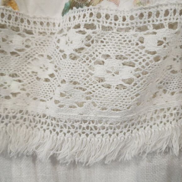 B.N.C.I Off Shoulder Multi Colored Embroidered Floral With Lace Top - Picture 7 of 11